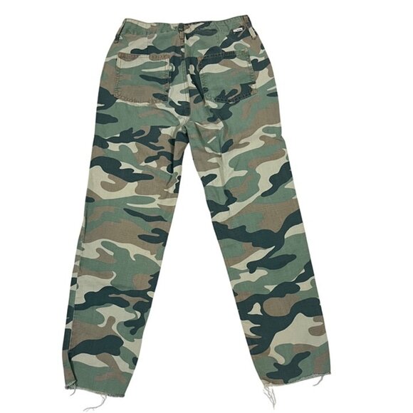 Mother women's pants 24 US 0 green camo print straight leg raw hem jeans - Picture 9 of 11
